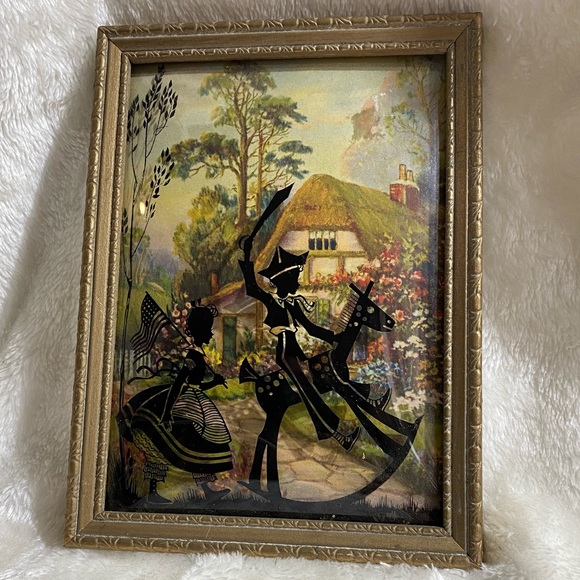 Vintage Silhouette Kids Playing 7 1/2” x 5 1/2” - Picture 3 of 3